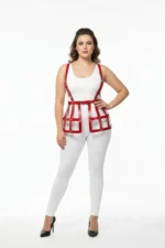 Kırmızı Büyük Beden Harness Detaylı Deri Etek SH983 - Image 2