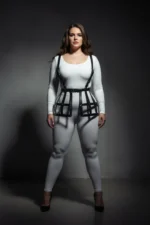 Büyük Beden Harness ve Kafes Detaylı Siyah Deri Etek SH983 - Image 3