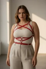 Plus Size Red Women's Leather Belt Body Accessory with Corset Detail - SH991 - Image 3