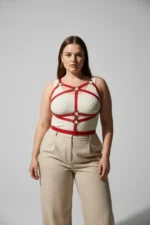 Plus Size Red Women's Leather Belt Body Accessory with Corset Detail - SH991 - Image 4