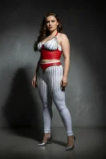 Kırmızı Zincir Püsküllü Büyük Beden Deri Etek SH994 - Image 4