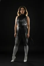 Siyah Püskül Detaylı Uzun Büyük Beden Deri Etek SH997 - Image 3