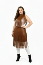 Büyük Beden Püsküllü Deri Etek SH997 - Image 2