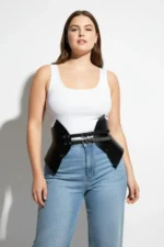 Plus Size Black Women's Leather Corset Belt Set - SH1010 - Image 5