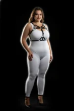 Plus Size Black Women's Harness Set with Ring Detail, Sexy Body Accessory - SH1053 - Image 3