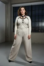 Büyük Beden Siyah Deri Zincirli Choker Yaka Harness Kemer SH1066