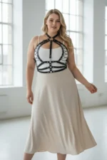 Plus Size Black Women's Belted Corset Style Leather Harness - SH1077