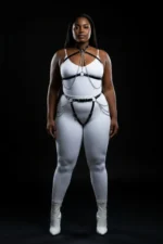 Plus Size Black Women's Harness Set with Chain Detail Leather Body Accessory - SH1084 - Image 2