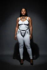 Plus Size Black Women's Harness Set with Chain Detail Leather Body Accessory - SH1084 - Image 3