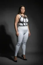 Plus Size Black Women's Harness Set with Stud Details, Stylish Body Accessory - SH1085 - Image 4