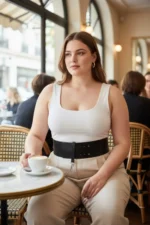 Plus Size Black Women's Belt Corset Model with Chain Detail - SH1117