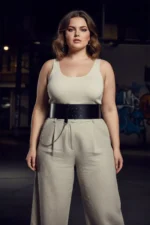 Plus Size Black Women's Belt Corset Model with Chain Detail - SH1117 - Image 3