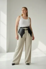 Plus Size Black Women's Belt Corset Style Outfit Complementary with Gold Buckle - SH1119 - Image 2