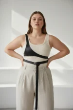 Plus Size Black Women's Belt Harness Detailed Body Accessory - SH1120 - Image 3