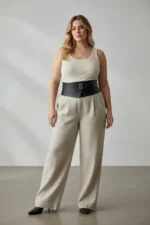 Plus Size Black Women's Belted Wide Cut Corset Dress Top - SH1128 - Image 2