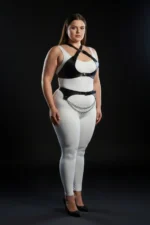 Plus Size Black Women's Harness Set with Chain Detail and Leather-Look Accessory - SH1164 - Image 3