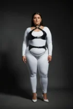 Plus Size Black Women's Harness Set with Chain Detail and Leather-Look Accessory - SH1164 - Image 4