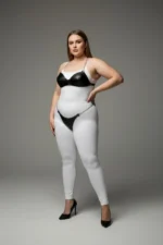 Plus Size Black Women's Harness Set with Chain Detail, Fancy Leather Look - SH1169