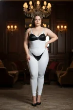 Plus Size Black Women's Harness Set with Chain Detail, Fancy Leather Look - SH1169 - Image 3