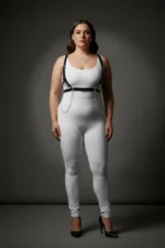 Plus Size Black Women's Leather Harness Set with Chain Detail - Stylish Accessory - SH1176 - Image 2