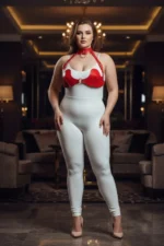 Plus Size Red Women's Harness Set Leather Bra with Ring Detail Fantasy Accessory - SH1226 - Image 2