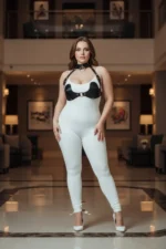 Plus Size Black Women's Harness Set with Bust and Choker Detail, Sexy Leather - SH1226 - Image 3