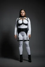 Plus Size Black Women's Full Body Leather Harness Set with Garter Details, Special Design - SH1231 - Image 3