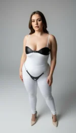 Plus Size Black Women's Harness Set with Chain and Ring Detail, Leather Fancy Accessory - SH1234 - Image 2