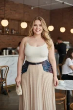 Plus Size Black Women's Belt, Thick Corset-Style Leather, Aesthetic Design - SH1254