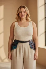 Plus Size Black Women's Belt, Thick Corset-Style Leather, Aesthetic Design - SH1254 - Image 3