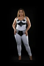 Plus Size Black Women's Harness Set with Heart Detail, Lace-up, Fancy Leather Set - SH1256 - Image 3