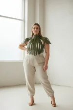 Plus Size Khaki Women's Belt Corset-Style Leather Body Accessory - SH1257 - Image 2