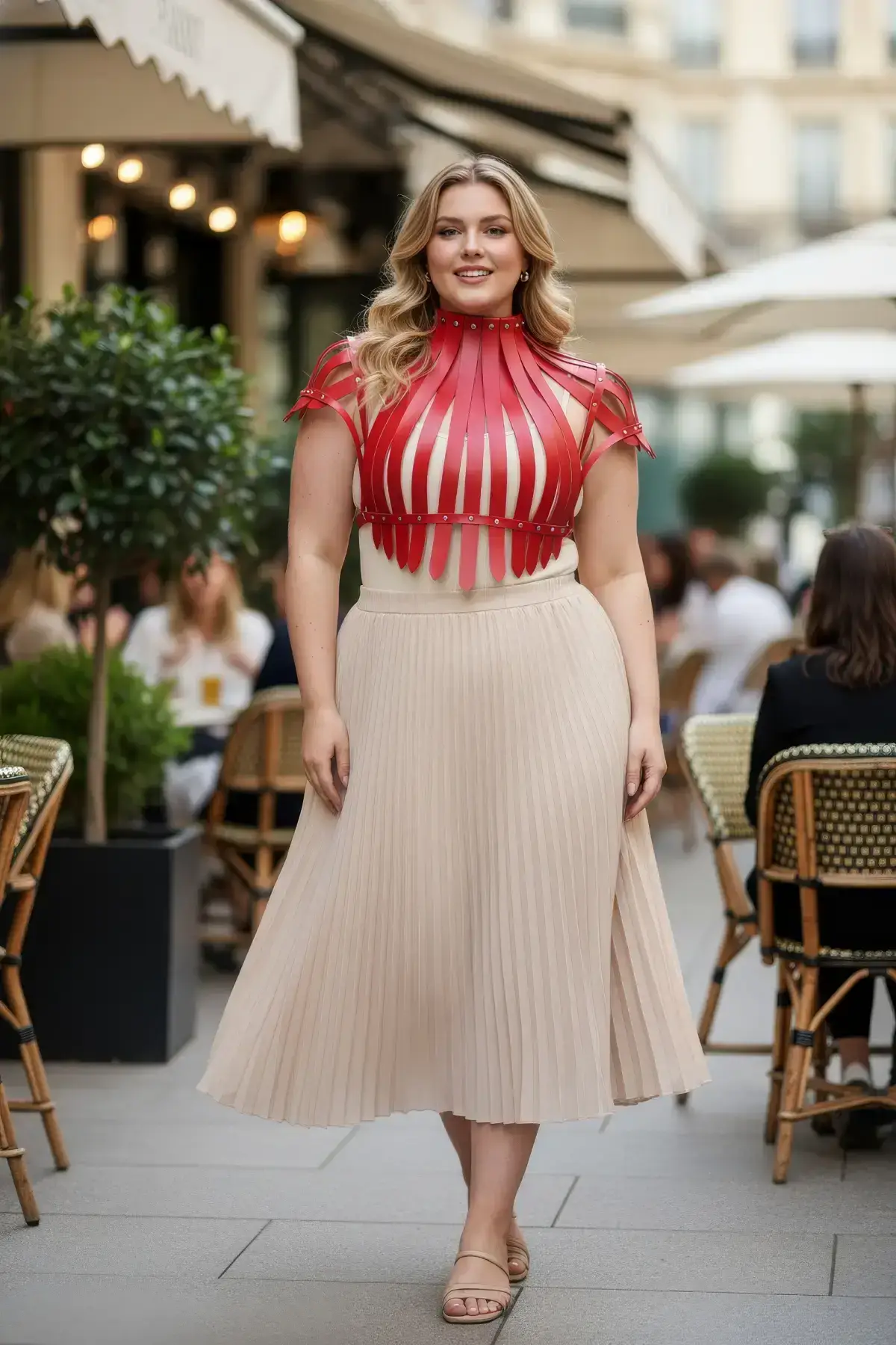 Plus Size Red Women's Belt, Bold Leather Strap Body Accessory - SH1257