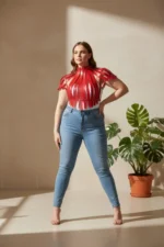 Plus Size Red Women's Belt, Bold Leather Strap Body Accessory - SH1257 - Image 2