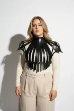 Plus Size Black Women's Leather Belt Corset Style Body Accessory with Stud Details - SH1257 - Image 5