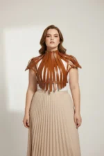 Plus Size Women's Belted Shoulder Strap Corset Design with Stud Detail - SH1257 - Image 2