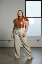 Plus Size Women's Belted Shoulder Strap Corset Design with Stud Detail - SH1257 - Image 3