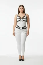 Plus Size Black Women's Harness Set with Chain and Ring Detail Fantasy Accessory - SH1260 - Image 2