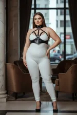 Plus Size Black Women's Leather Harness Set High Collar Combination Accessory - SH1286 - Image 3