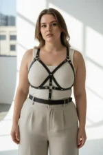 Plus Size Black Women's Belt Harness Detailed Leather Body Accessory - SH1294 - Image 5