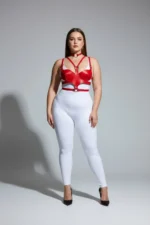 Plus Size Red Women's Harness Set with Leather Ring Detail Fantasy Accessory - SH1296 - Image 2