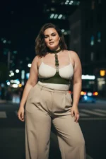 Plus Size Khaki Women's Belt, Corset-Style Leather Harness Body Accessory - SH1297 - Image 4