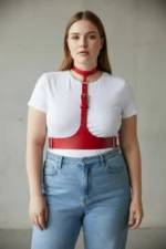 Plus Size Red Women's Belt Strap Corset Style Leather Accessory - SH1297 - Image 3