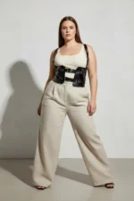 Plus Size Black Women's Belt Corset-Style with Chain Detail - SH1300 - Image 4