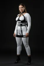 Plus Size Black Women's Leather Harness Set with Ring Detail Body Accessory - SH1302 - Image 3