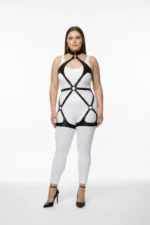 Plus Size Black Women's Leather Full Body Harness Set, Everyday and Fancy Outfit Accessory - SH1331