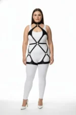 Plus Size Black Women's Leather Full Body Harness Set, Everyday and Fancy Outfit Accessory - SH1331 - Image 2