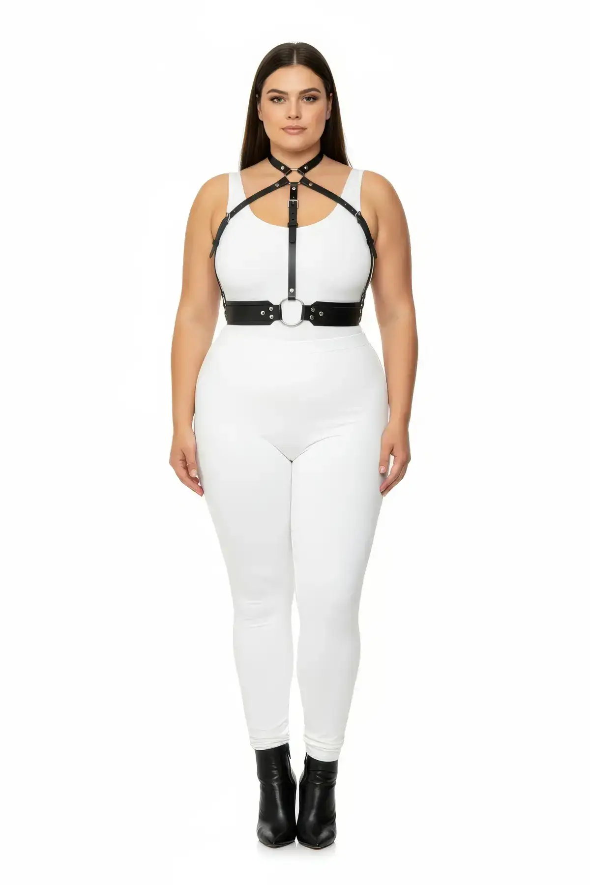 Plus Size Black Women's Harness Set Leather Body Accessory Stylish Outfit Complement - SH1334