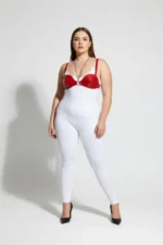 Plus Size Red Women's Leather Harness Set with Chain and Stud Details Fantasy Bra Accessory - SH1380 - Image 2