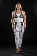 Plus Size Black Women's Leather Harness Set with Garter and Lace-up Fantasy Combination - SH1389 - Image 3